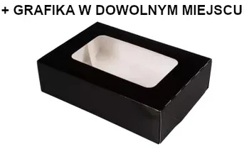 Czarne Opakowanie Papierowe na Sushi 19x13x5cm nadruk.webp