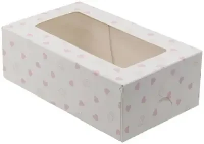 Pudełko kartonowe do ciast/tortów OKIENKO 125x210x70mm SERDUSZKA .webp