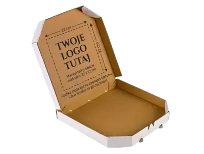 karton na pizzę biało-szary z nadrukiem rogi ścięte.webp