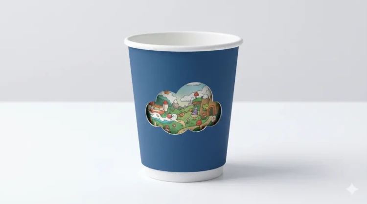 Kubek papierowy z nadrukiem 3D rotacyjny chmurka.webp