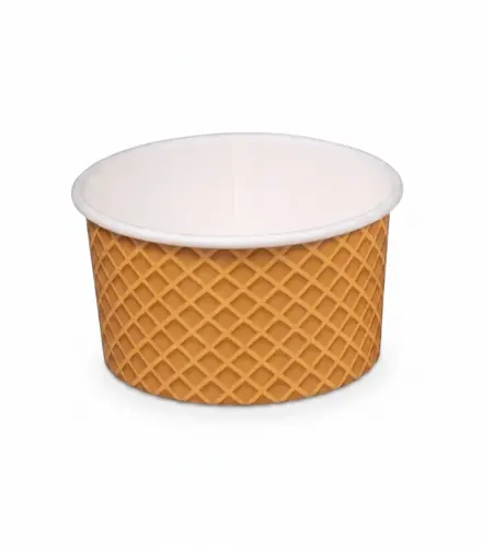 Miska na lody 225ml z papieru ze wzorem wafelka.webp