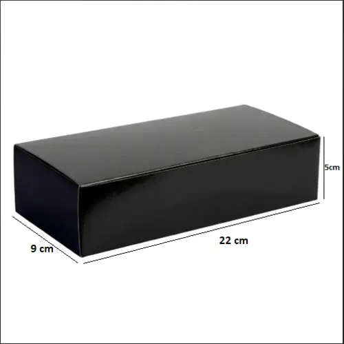 Pudełko na sushi bez okienka 22x9x5cm czarne z wymiarami.webp