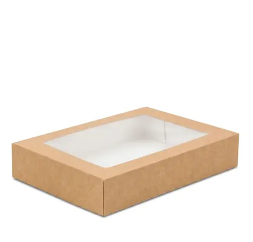 Pudełko na sushi z okienkiem 26x19x5cm kraft .webp