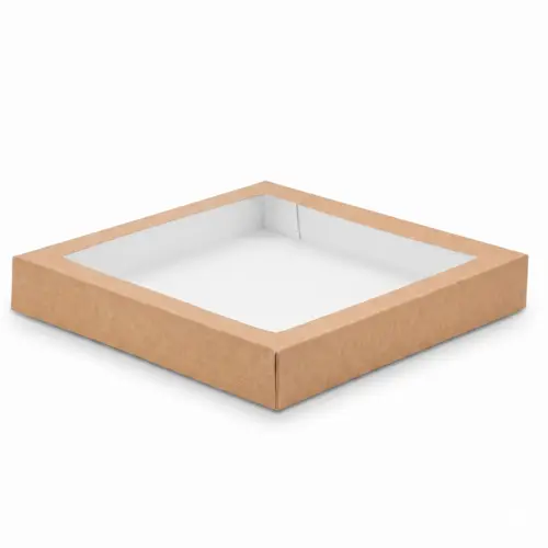 Pudełko na sushi z okienkiem 26x26x5cm kraft.webp