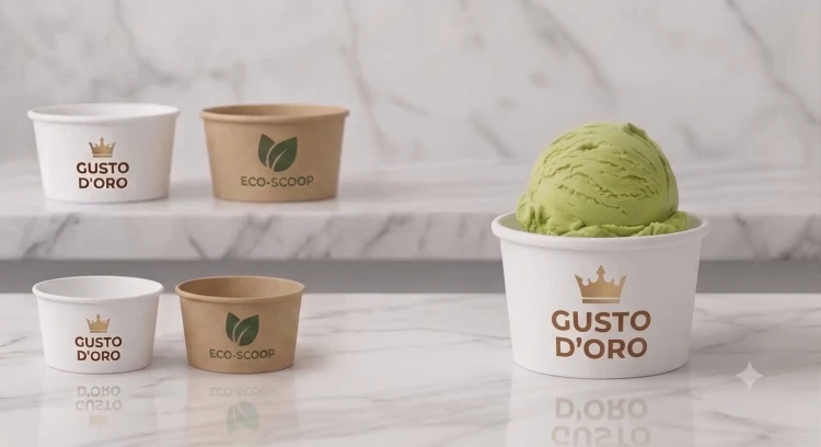 Miska na lody z nadrukiem 160ml punktowy LOGO.webp