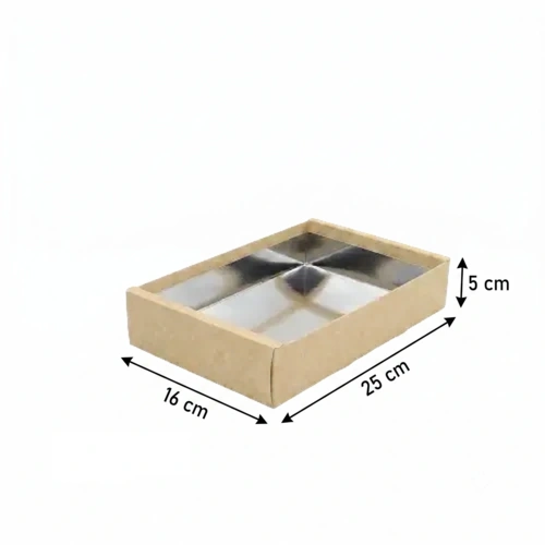 Pudełko papierowe na sushi z wkładką 25x16x5cm kraft z wymiarami..webp