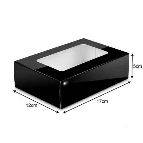Pudełko na sushi z okienkiem 17x12x5cm czarne z wymiarami.webp
