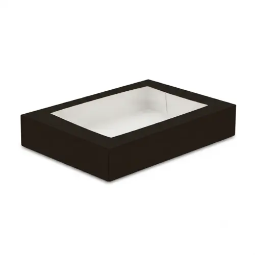 Pudełko papierowe na sushi z okienkiem 22x14x5cm czarne.webp
