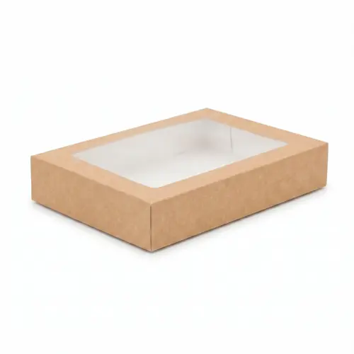 Pudełko na sushi z okienkiem, typ szuflada 23x15x5cm kraft.webp