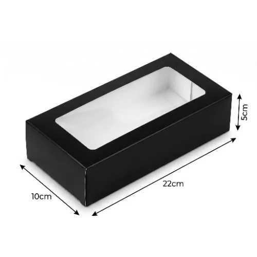 Pudełko na sushi z okienkiem 22x10x5cm czarne z wymiarami.webp