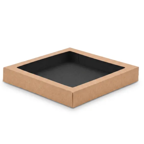 Wkładka czarna do pudełka na sushi 32x32x5cm kraft pudełko z okienkiem.webp