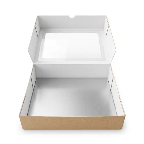 Wkładka srebrna do pudełka na sushi 19x13x5cm pudełko kraft z okienkiem.webp