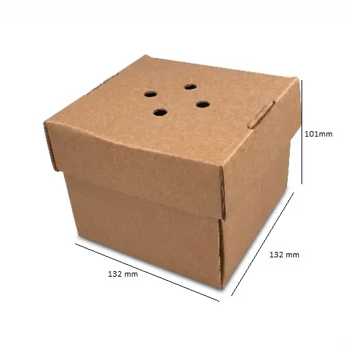 Burger box papierowy 13,2x13,2x10,1cm 340g kraft  z wymiarami.webp