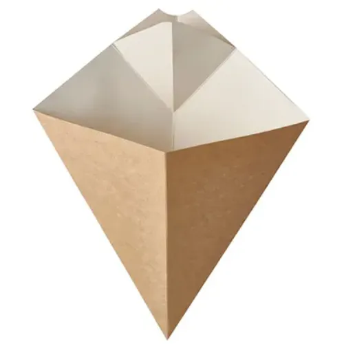 Rożek kartonik na frytki z miejscem na dip 23,5x19cm.webp