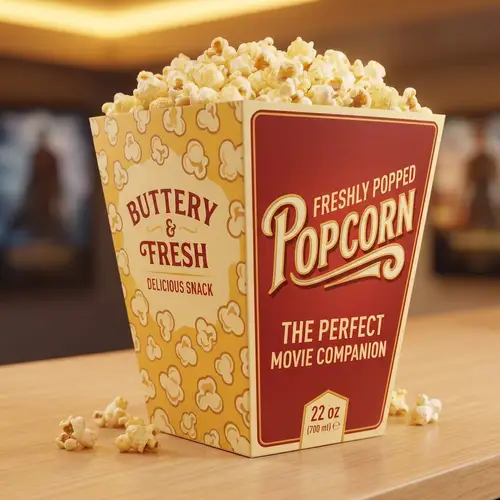 Opakowanie kartonik na popcorn z nadrukiem.webp
