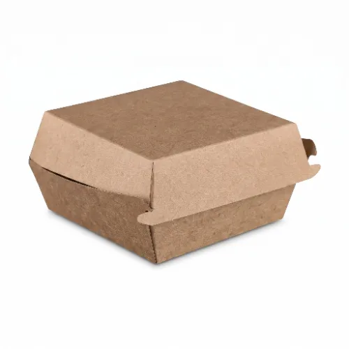 Burger box papierowy 13,5x13,5x6,5cm średni kraft zamknięty.webp
