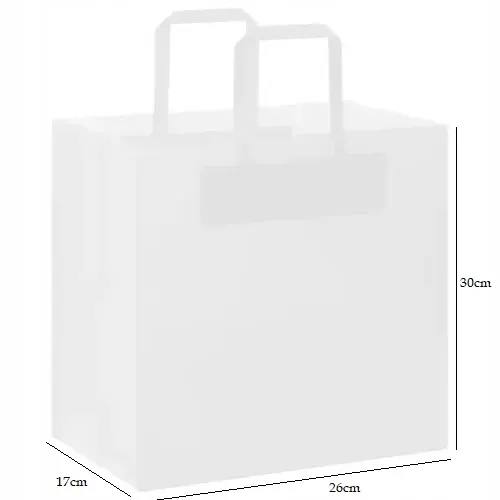 Torba papierowa 26x17x30 cm biała z wymiarami.webp