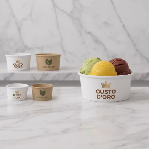 Miska papaierowa na lody Z NADRUKIEM punktowym kilka sztuk.webp