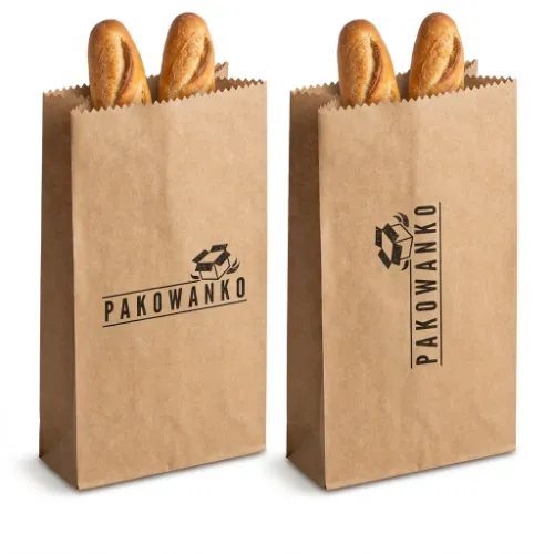 Torba fałdowa 26x8x38cm brązowa z nadrukiem z bagietką.webp