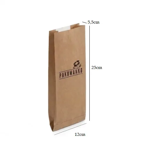 Torba fałdowa 12x5,5x25cm z okienkiem brązowa z nadrukiem z wymiarami.webp