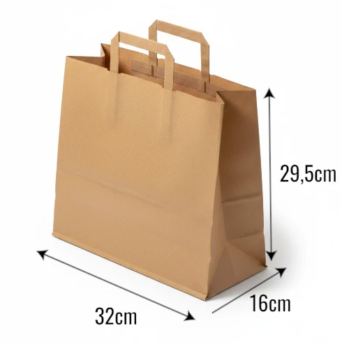 Torba papierowa 32x16x29,5cm ucho płaskie kraft z wymiarami .webp