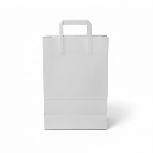 Torba papierowa 26x15x41cm biała ucho płaskie widok z przodu .webp