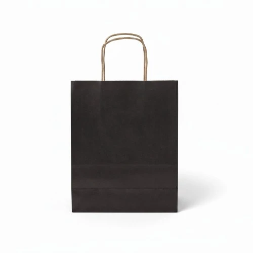 Torba papierowa MINI ECO 18x8x22,5cm czarna widok z przodu.webp