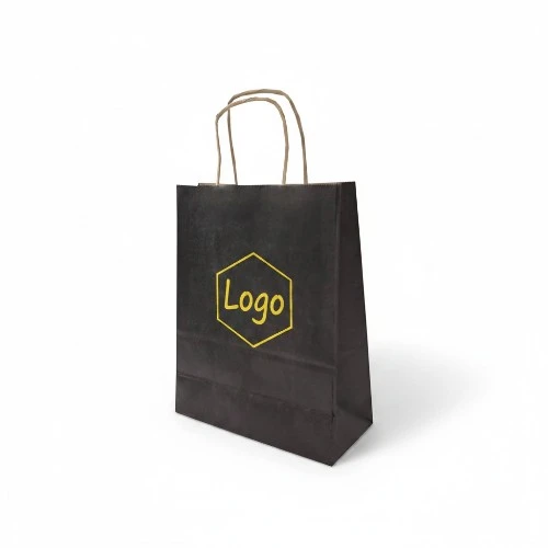 Torba papierowa MINI ECO 18x8x22,5cm czarna z logo.webp