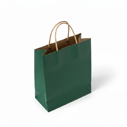 Torba papierowa MINI ECO 18x8x22,5cm ciemnozielona widok z boku.webp
