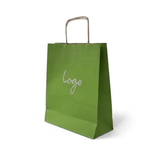 Torba papierowa MINI ECO 18x8x22,5cm jasnozielona z logo.webp