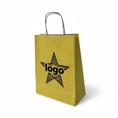 Torba papierowa MINI ECO 18x8x22,5cm żółta z logo.webp