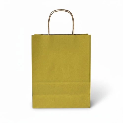 Torba papierowa MINI ECO 18x8x22,5cm żółta widok z przodu.webp