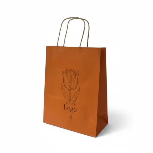 Torba papierowa MINI ECO 18x8x22,5cm pomarańczowa z logo.webp