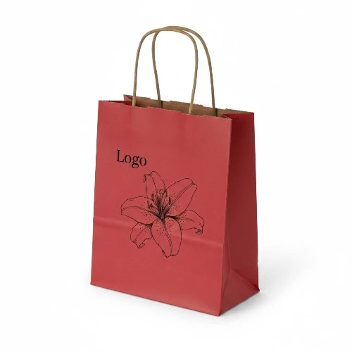 Torba papierowa MINI ECO 18x8x22,5cm czerwona z czarnym logo.webp