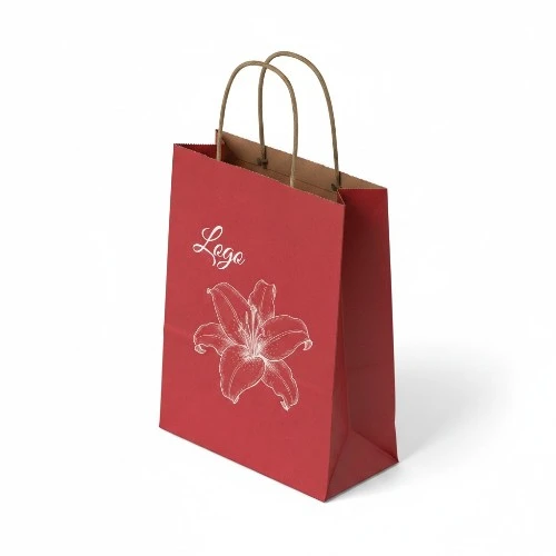 Torba papierowa MINI ECO 18x8x22,5cm czerwona z logo.webp