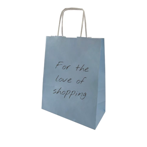 Torba papierowa MINI PASTELE 18x8x22,5cm błękitna z nadrukiem czarnym .webp