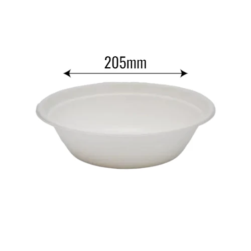 Miska z trzciny cukrowej 1000ml ø205mm Natura  z wymiarami.webp