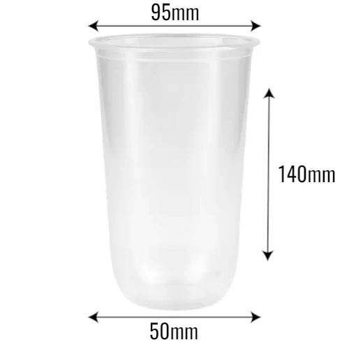 Kubek PP 700ml ø95mm Bubble tea do zgrzewu z wymiarami.webp