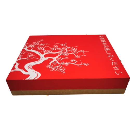 Sushi box 32x32cm dno kraft góra czerwień .webp