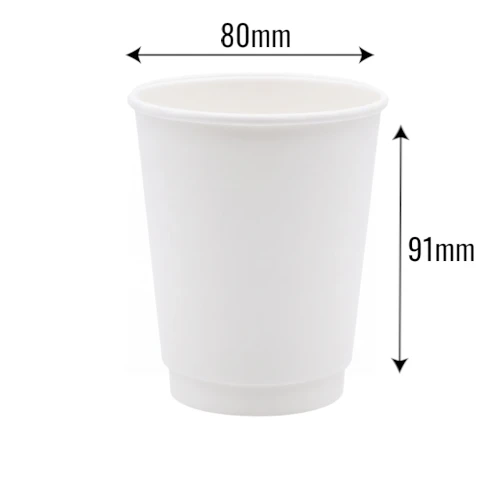 Kubek papierowy 250ml ø80mm 2-warstwowy biały z wymiarami.webp