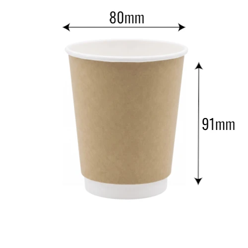 Kubek papierowy 250ml ø80mm 2-warstwowy kraft z wymiarami.webp