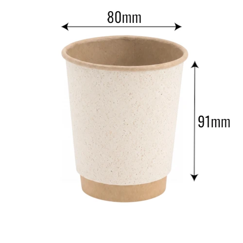 Kubek papierowy 250ml ø80mm 2-warstwowy bambus z wymiarami .webp