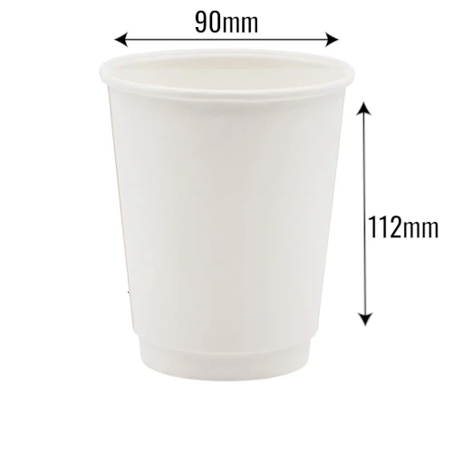 Kubek papierowy 300ml ø90mm 2-warstwowy biały z wymiarami .webp