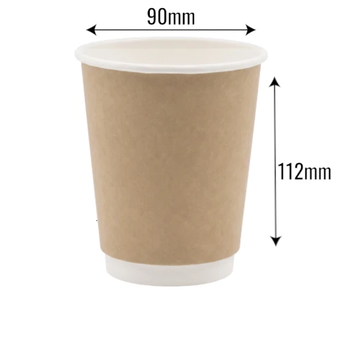 Kubek papierowy 300ml ø90mm 2-warstwowy kraft z wymiarami .webp