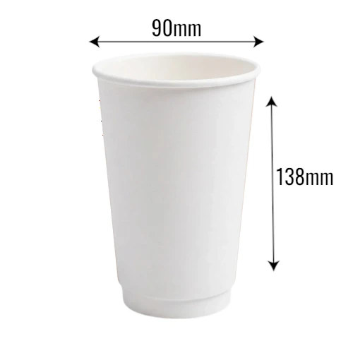 Kubek papierowy 400ml ø90mm 2-warstwowy biały z wymiarami .webp