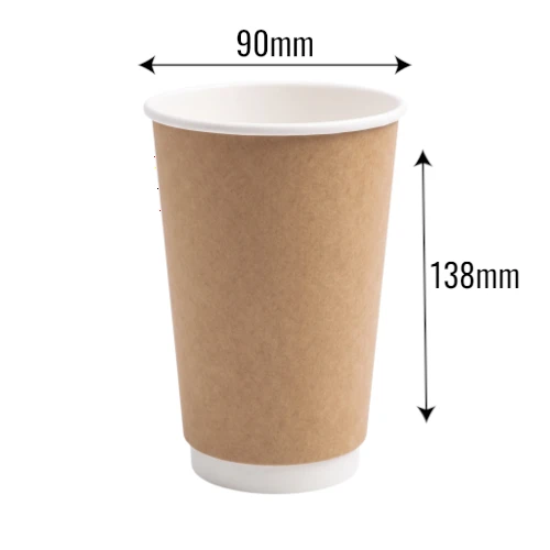 Kubek papierowy 400ml ø90mm 2-warstwowy kraft z wymiarami .webp