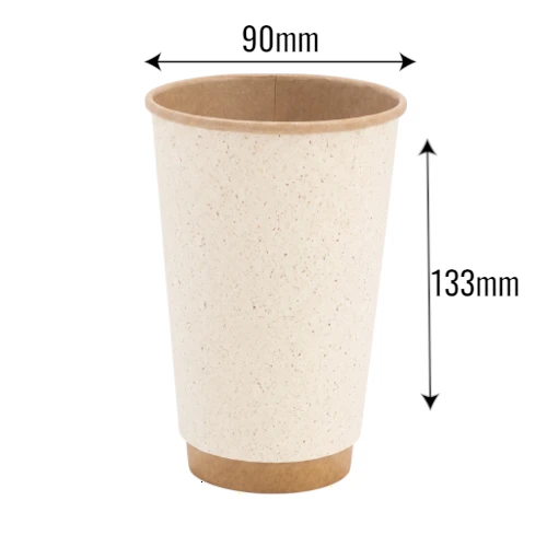 Kubek papierowy 400ml ø90mm 2-warstwowy bambus z wymiarami .webp