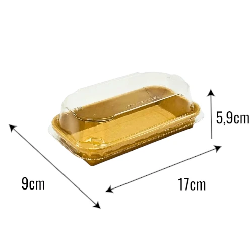 Pudełko papierowe premium 17x9x5,9cm kraft z pokrywką do sushi i pralin z wymiarami.webp