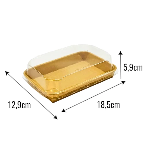 Pudełko papierowe premium 1,5x12,5x5,9cm kraft z pokrywką do sushi i pralin z wymiarami.webp