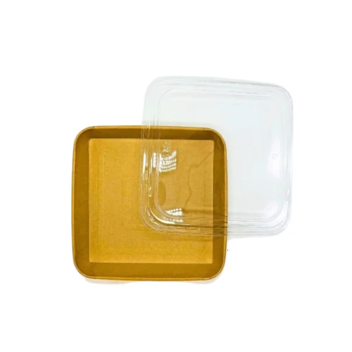 Pudełko papierowe premium 27x27x5,9cm kraft z pokrywką do sushi i pralin widok z góry .webp